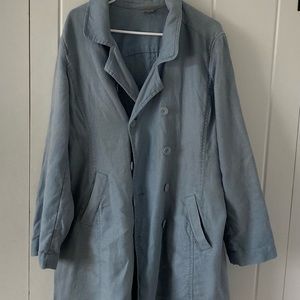 Blue linen car coat